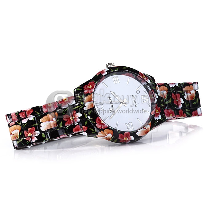 GENEVA Fashion Ceramic Analog Japanese Movement Quartz Wrist Watch for Woman - Red