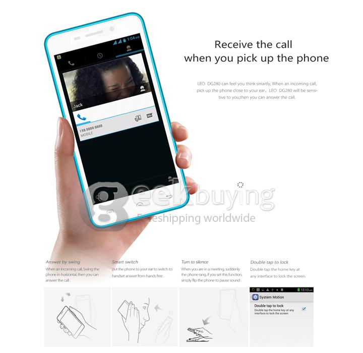 Doogee LEO DG280 MTK6582 Quad Core 1.3GHz 4.5Inch Smartphone Android 4.4 OS 1GB RAM 8GB ROM Dual Cameras 3G GPS - Blue