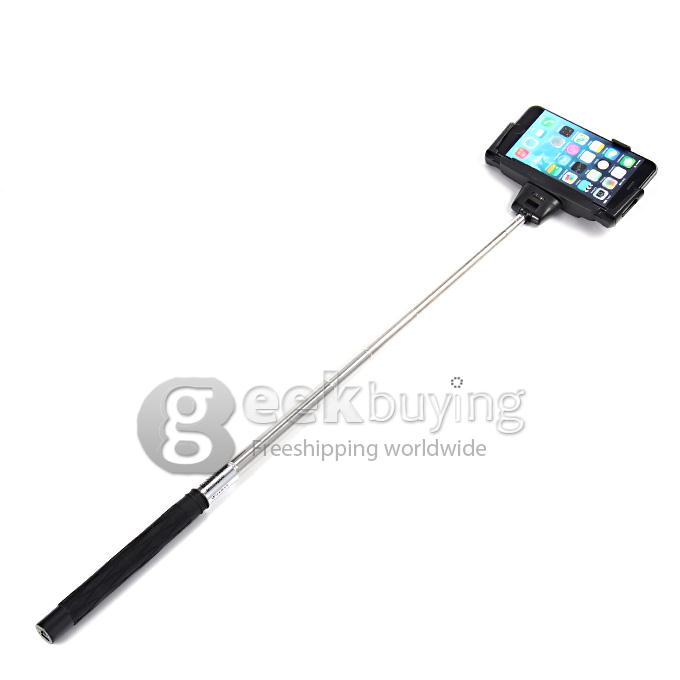 D09 Wireless Bluetooth Selfie Stick Monopod with Mirror for iPhone Galaxy Android - Black