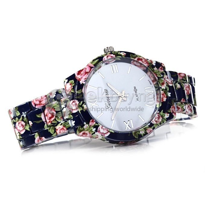 GENEVA Fashion Ceramic Analog Japanese Movement Quartz Wrist Watch for Woman - Blue