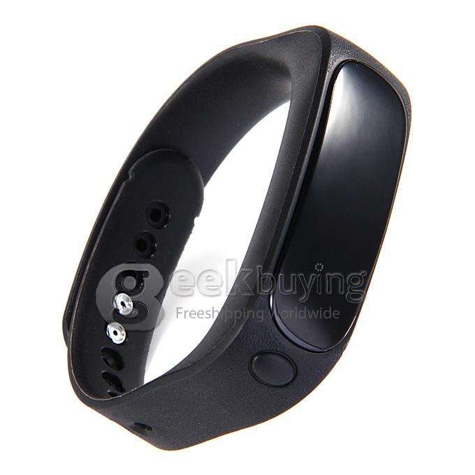 Waterproof E02 Sport Bluetooth 4.0 Smart Wrist Watch Bracelet for iOS Android Video Remote Anti-lost Pedometer - Black