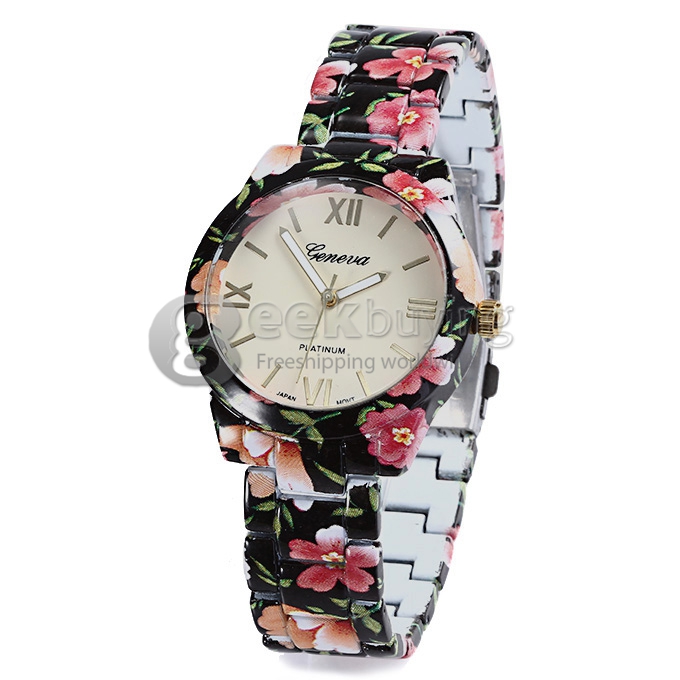 GENEVA Fashion Ceramic Analog Japanese Movement Quartz Wrist Watch for Woman - Black
