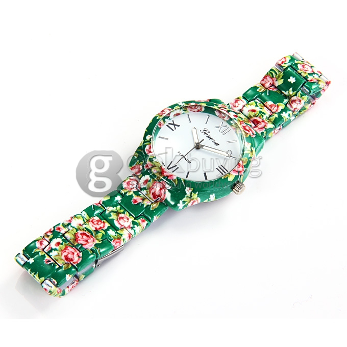 GENEVA Fashion Ceramic Analog Japanese Movement Quartz Wrist Watch for Woman - Green