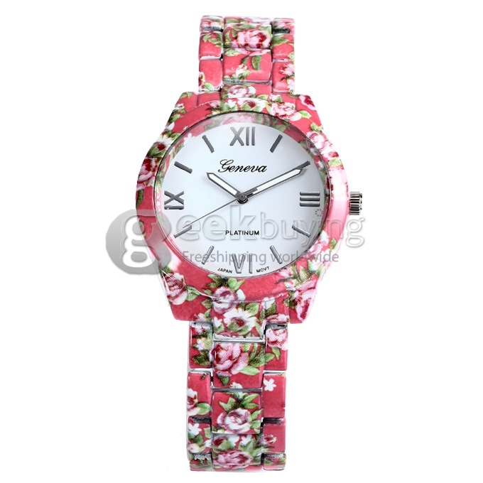 GENEVA Fashion Ceramic Analog Japanese Movement Quartz Wrist Watch for Woman - Pink