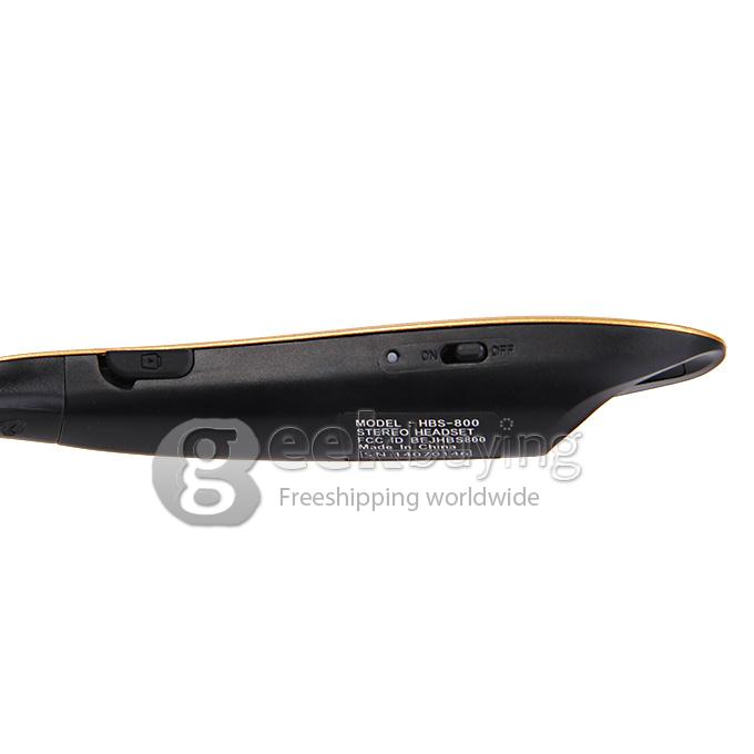 HBS-800 Bluetooth Wireless Headset Headphone Neck Earphone with Mic for iPhone Samsung HTC - Gold