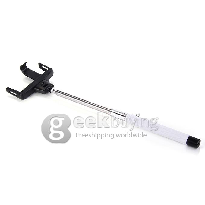 D09 Wireless Bluetooth Selfie Stick Monopod with Mirror for iPhone Galaxy Android - White