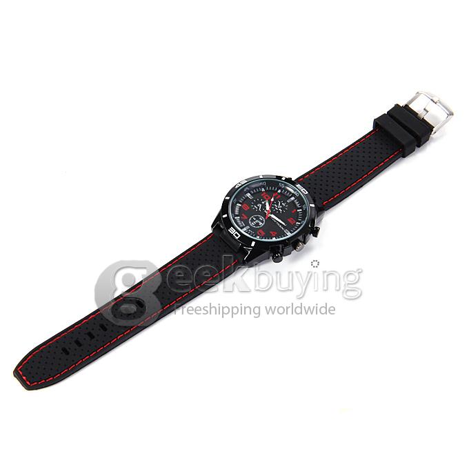 GT W5373 Men's Fashion Round Dial PU Band Analog Japanese Quartz Wrist Watch - Red
