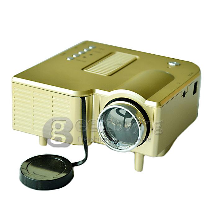 GM40 Multimedia 24W 400Lm 1080P LCD Image System LED Projector HDMI VGA SD Card Slot (EU Plug) - Gold
