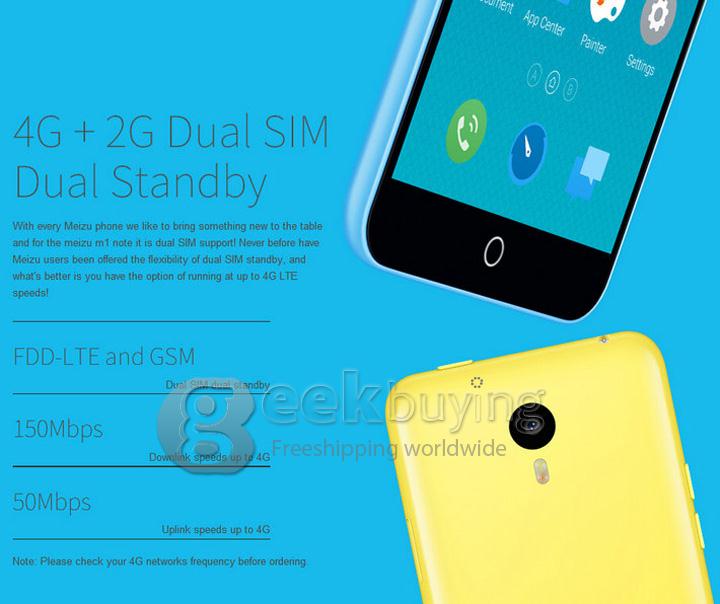 MEIZU MEILAN M1 NOTE 5.5inch FHD Smartphone 4G LTE MTK6752 Octa Core 1.7 GHz Flyme 4 OS 2GB RAM 16GB ROM 13.0MP - White