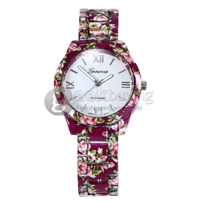 GENEVA Fashion Ceramic Analog Japanese Movement Quartz Wrist Watch for Woman - Purple