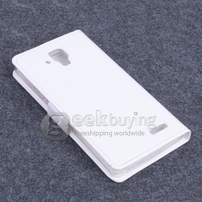 Protective Hard Cover Flip Stand Leather Case for Lenovo A536 -White