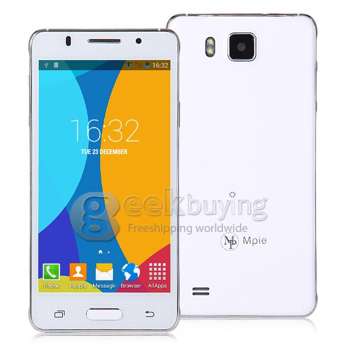 MPIE S168 5.0Inch Android 4.4 Smartphone FWVGA MTK6572 Dual Core 1.0GHz 512MB+4GB 3G GPS Dual Camera - White