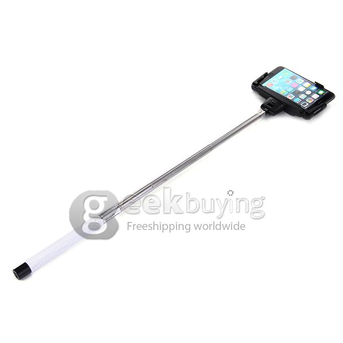 D09 Wireless Bluetooth Selfie Stick Monopod with Mirror for iPhone Galaxy Android - White