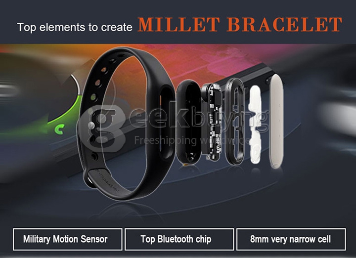Original Xiaomi Mi Band 2015 Upgraded Version Xiaomi Wristband IP67 Bluetooth 4.0 Bracelet with White LED Lights - Black