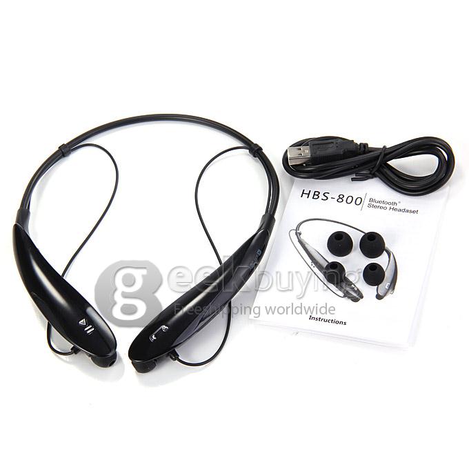 HBS-800 Bluetooth Wireless Headset Headphone Neck Earphone with Mic for iPhone Samsung HTC - Black