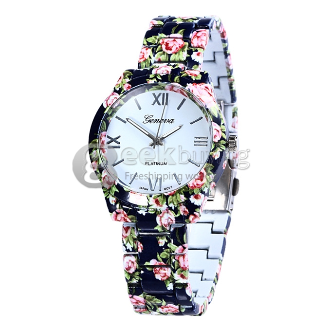 GENEVA Fashion Ceramic Analog Japanese Movement Quartz Wrist Watch for Woman - Blue