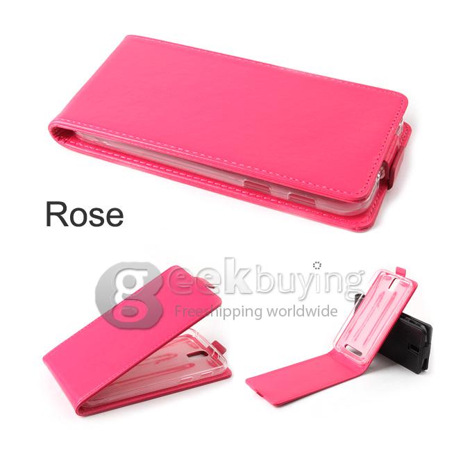 Protective Hard Cover Flip Stand Leather Case for Z0PO ZP999/ZP998 - Rose