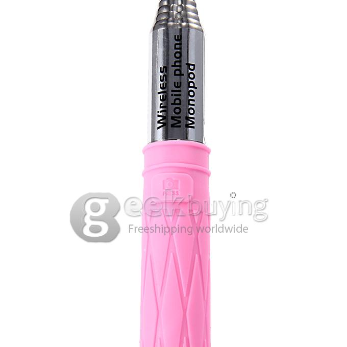 D09 Wireless Bluetooth Selfie Stick Monopod with Mirror for iPhone Galaxy Android - Pink