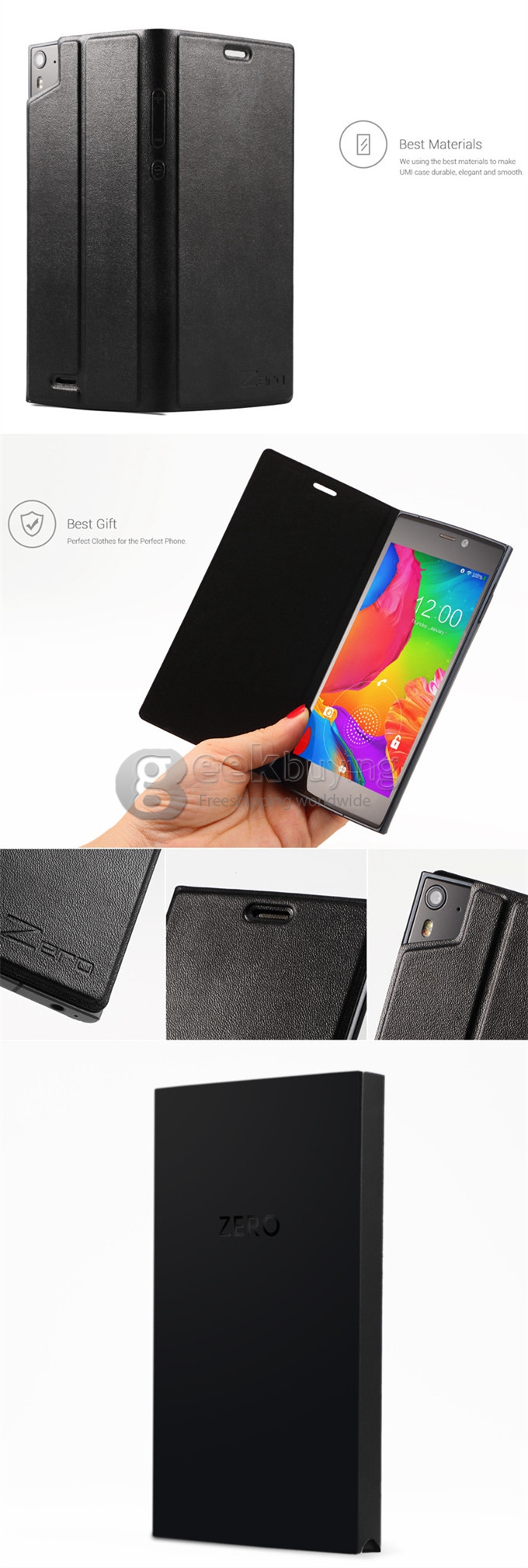 Original Flip Cover Protective Case for UMI ZERO Smartphone Matte Design - Black