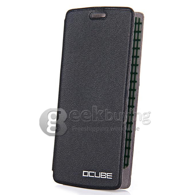 Protective Hard Cover Flip Stand Leather Case for THL T4000 - Black