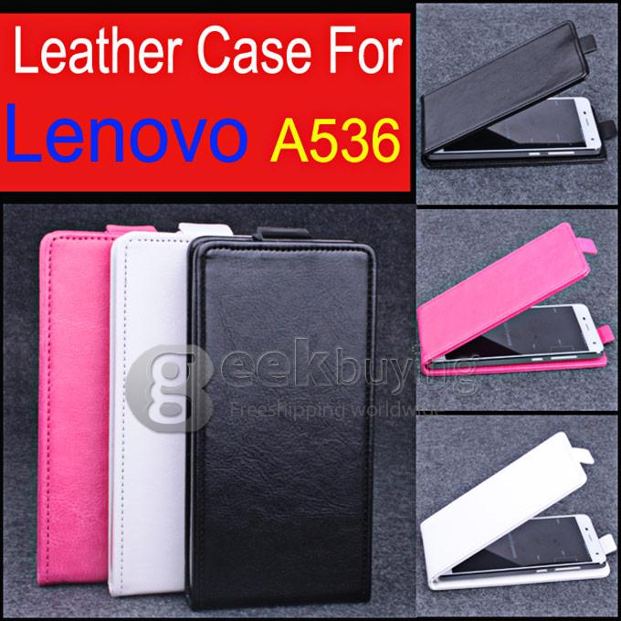 Protective Hard Cover Flip Stand Leather Case for Lenovo A536 -Black
