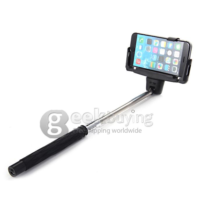 D09 Wireless Bluetooth Selfie Stick Monopod with Mirror for iPhone Galaxy Android - Black
