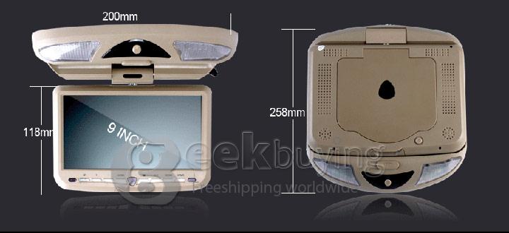 XD906 SUNPLUS 9 Inch Flip Down Roof Mount Car Overhead DVD Player FM IR 32 Bits Game - Beige