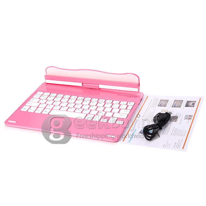 New Portable Keyboard for iPad Air 2 th Bluetooth Keyboard 360 Rotating 180 Flip - Pink