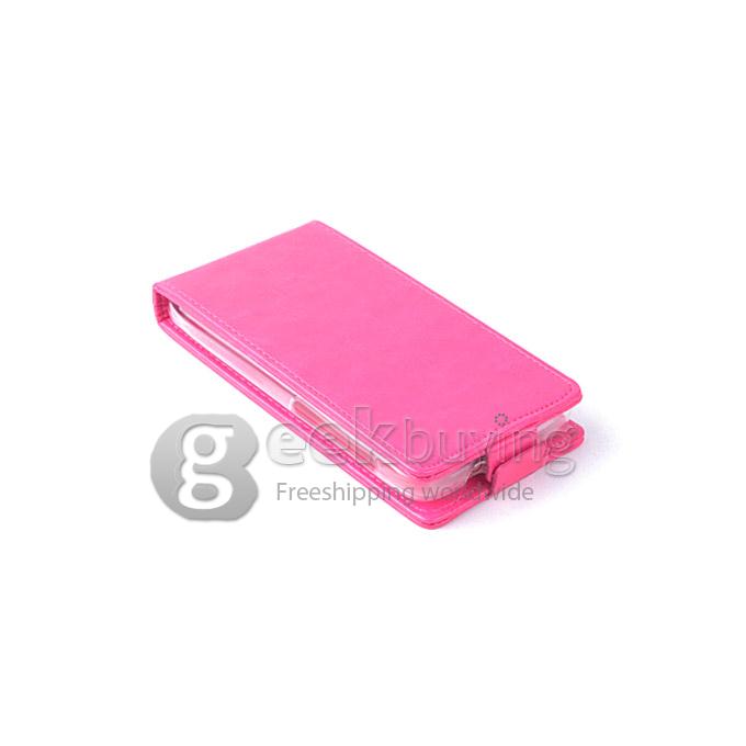 Protective Hard Cover Flip Stand Leather Case for Lenovo A526 - Rose