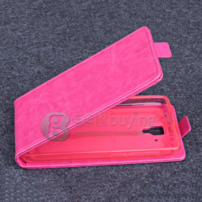 Protective Hard Cover Flip Stand Leather Case for Lenovo A536 -Rose