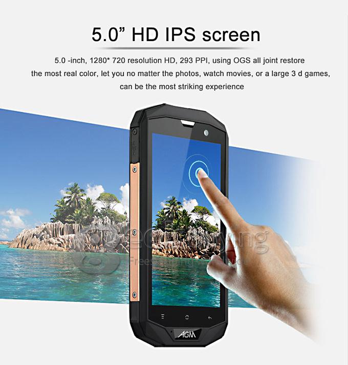 AGM STONE 5S IP67 Qualcomm MSM8926 Quad Core 1.2GHz Waterproof Smartphone 5.0 inch Android 4.4 1GB 8GB 8.0MP 4G LTE - Silver