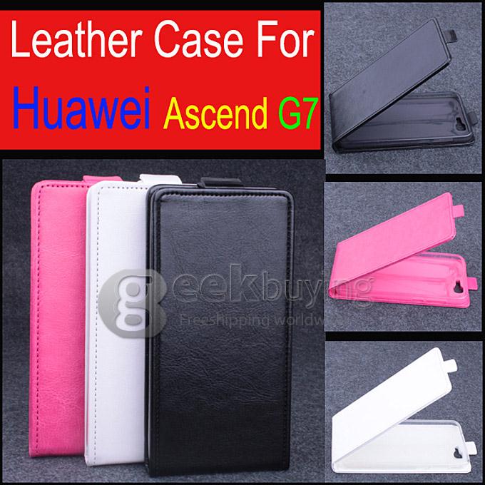 Protective Hard Cover Flip Stand Leather Case for HUAWEI G7-Rose