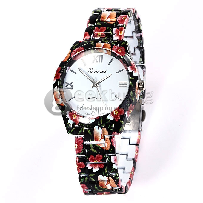 GENEVA Fashion Ceramic Analog Japanese Movement Quartz Wrist Watch for Woman - Red