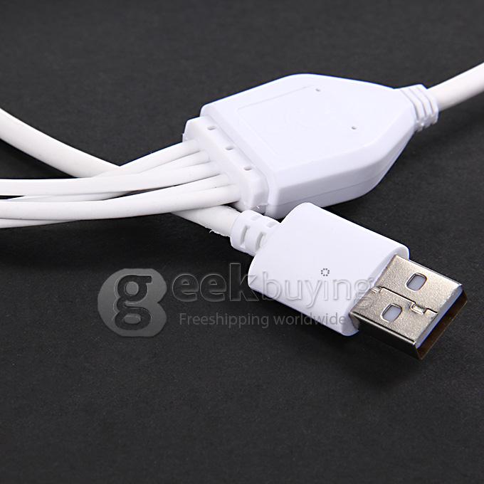 4 in 1 Universal USB Data Charging Cable with OTG for Apple iPhone 4 4S 6 Plus 5S 5 iPad 2 3 MP3 MP4 - White