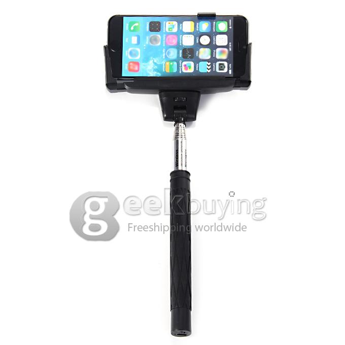D09 Wireless Bluetooth Selfie Stick Monopod with Mirror for iPhone Galaxy Android - Black