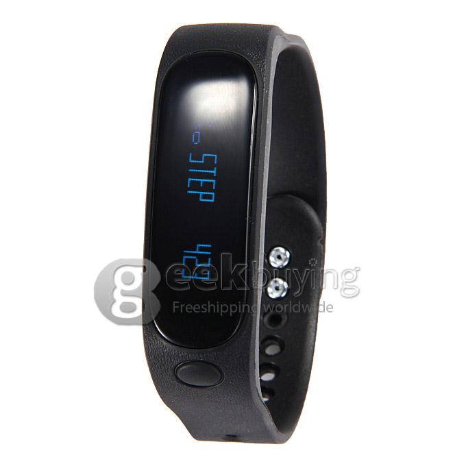 Waterproof E02 Sport Bluetooth 4.0 Smart Wrist Watch Bracelet for iOS Android Video Remote Anti-lost Pedometer - Black