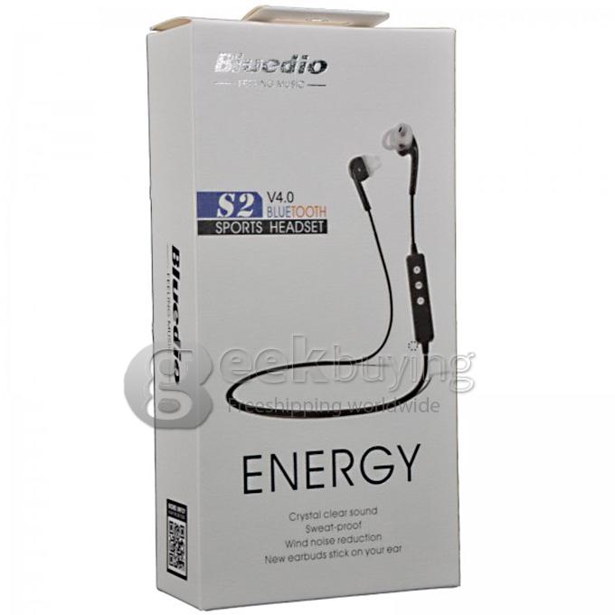 Bluedio Energy S2 Waterproof Sport Bluetooth 4.0 Wireless Earbuds Earphone with Mic - White