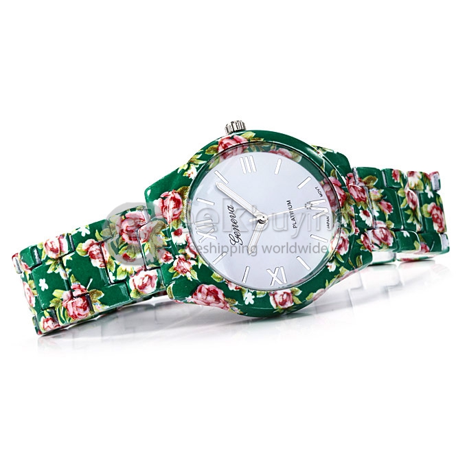 GENEVA Fashion Ceramic Analog Japanese Movement Quartz Wrist Watch for Woman - Green