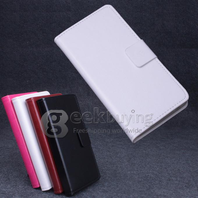Protective Hard Cover Flip Stand Leather Case for Lenovo A536 -White
