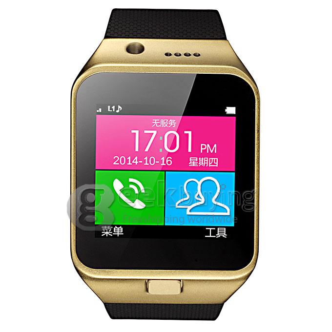 GV09 Bluetooth Wrist Watch Phone Touch Screen Camera Smart Mobile Phone SIM Card Stell Material - Golden