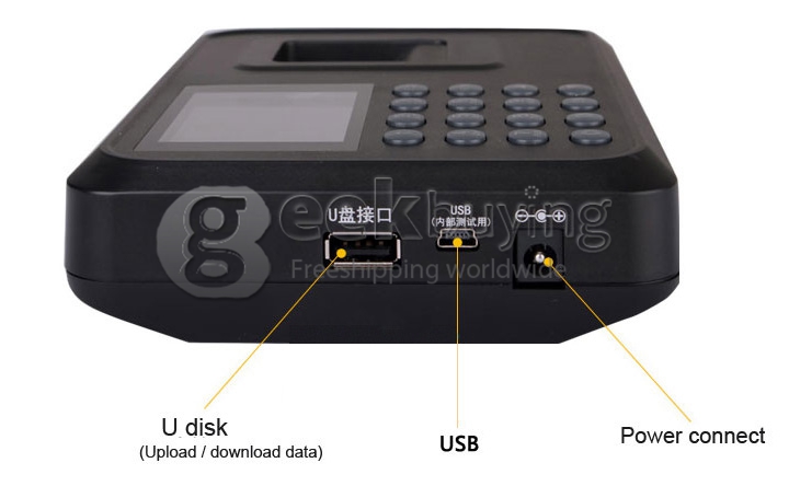 A6 2.4 TFT Fingerprint Time Attendance Clock Employee Payroll Recorder USB - Black