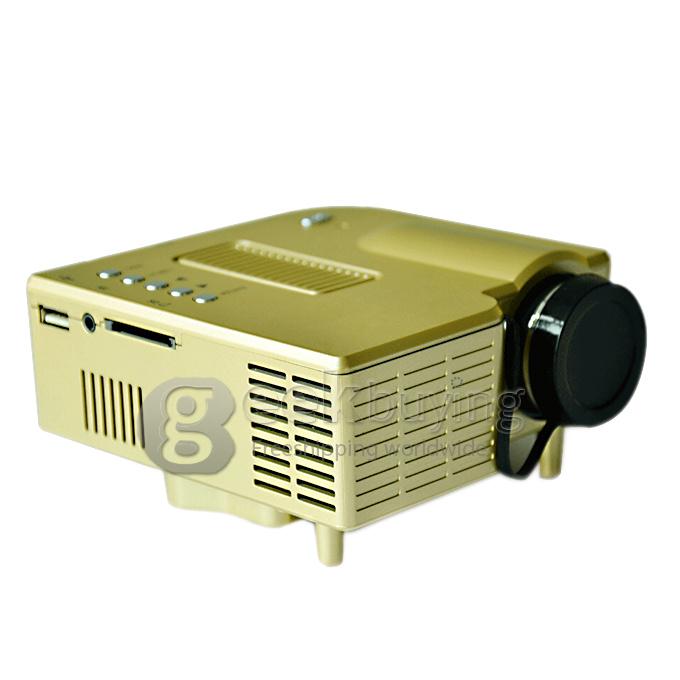 GM40 Multimedia 24W 400Lm 1080P LCD Image System LED Projector HDMI VGA SD Card Slot (EU Plug) - Gold