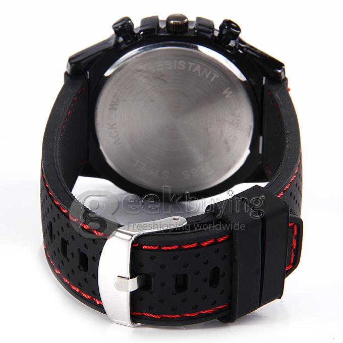 GT W5373 Men's Fashion Round Dial PU Band Analog Japanese Quartz Wrist Watch - Red