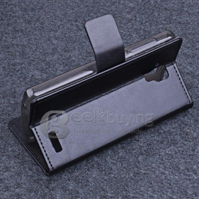 Protective Hard Cover Flip Stand Leather Case for Lenovo A536 -Black