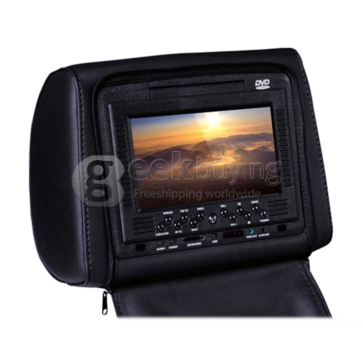 FZ668 7 inch HD Car DVD Game Player Car Headrest Monitor Pillow with USB SD 32 Bit Game FM IR - Black