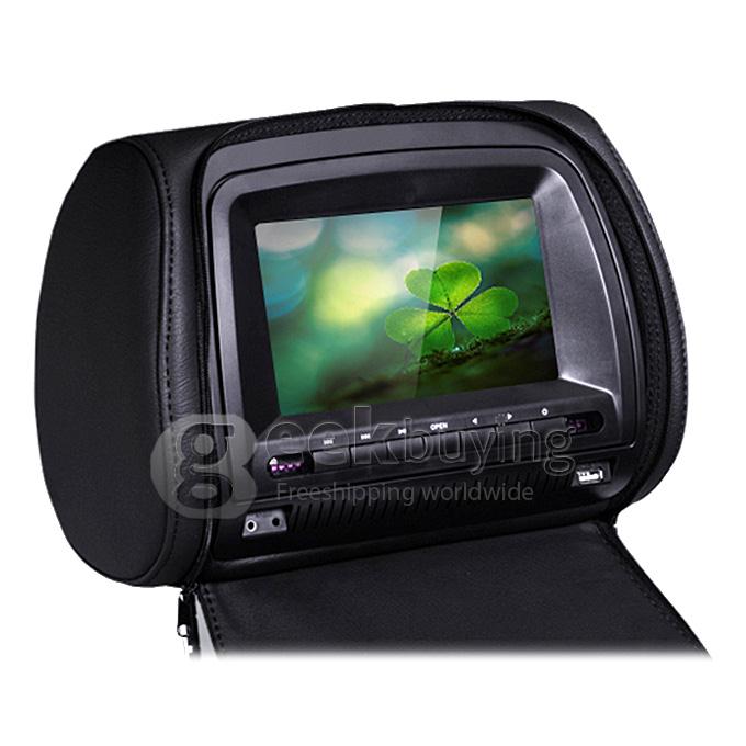 FZ666 7 inch HD Car DVD Game Player Car Headrest Monitor Pillow with USB SD 32 Bit Game FM IR - Black