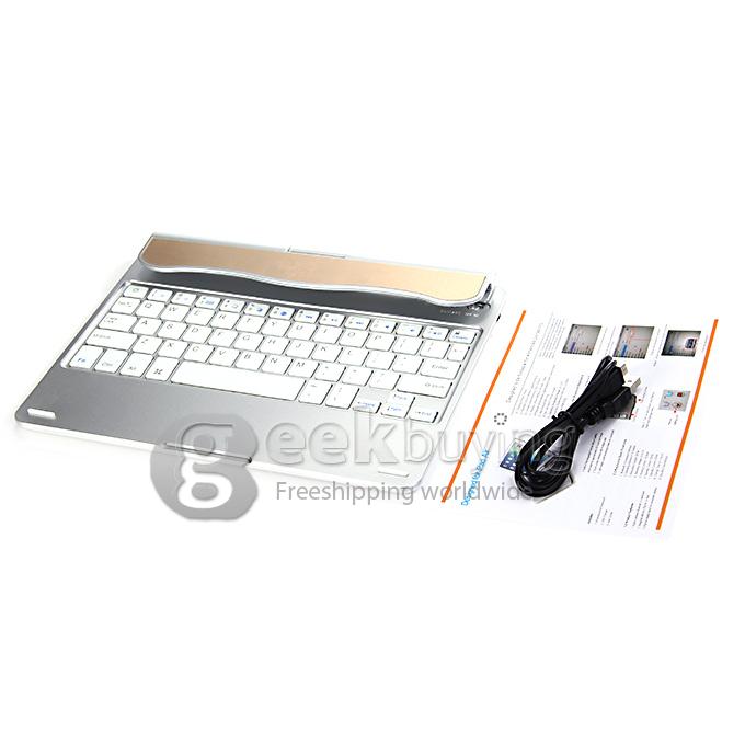 New Portable Keyboard for iPad Air 2 th Bluetooth Keyboard 360 Rotating 180 Flip - Silver