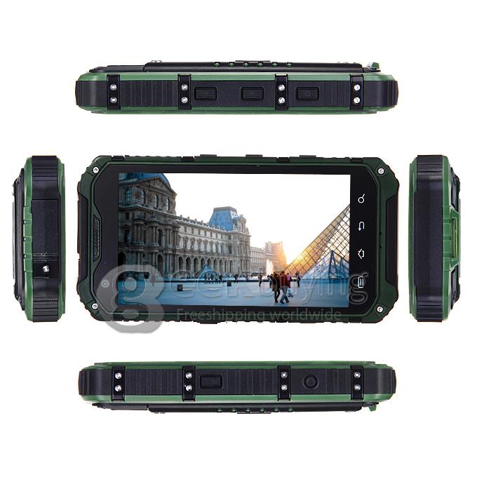 A9 IP68 Android Smartphone Waterproof MTK6582 Quad Core 1.3GHz 4.3 Inch 1GB RAM 8GB ROM 8.0MP 3G GPS OTG- Green