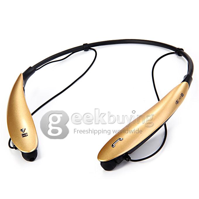 HBS-800 Bluetooth Wireless Headset Headphone Neck Earphone with Mic for iPhone Samsung HTC - Gold