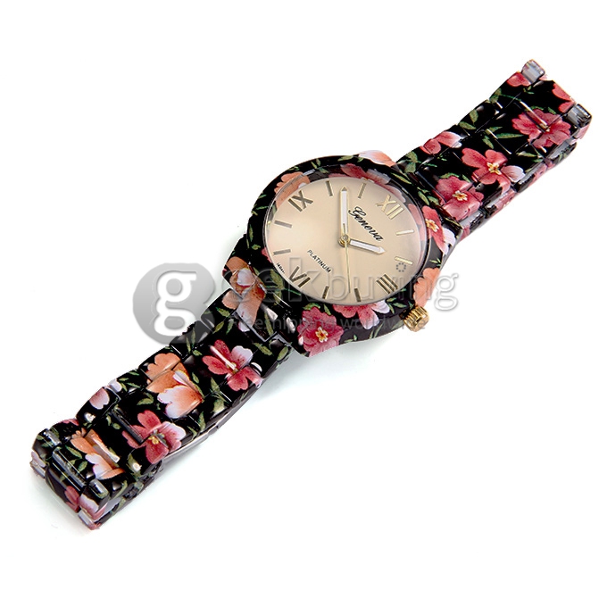 GENEVA Fashion Ceramic Analog Japanese Movement Quartz Wrist Watch for Woman - Black